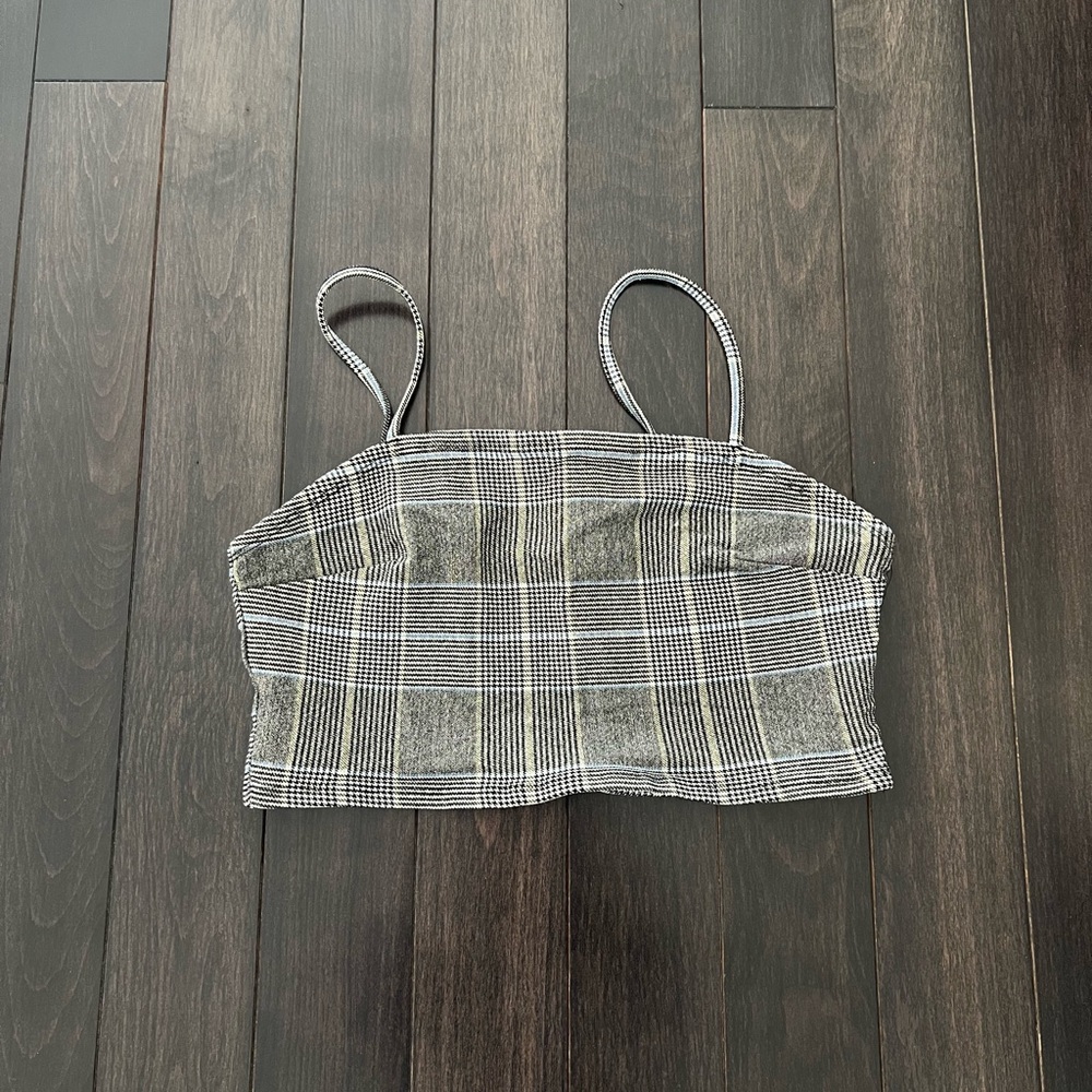 Garage Black and White Plaid Spaghetti Strap Top